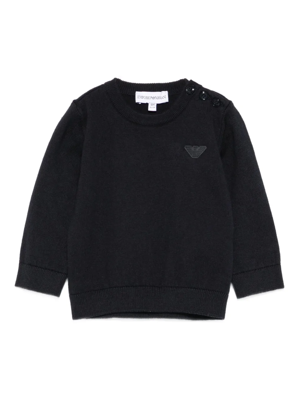 Emporio Ar i Kids eagle-logo button-detail sweater Blauw