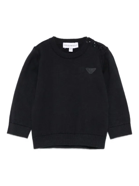 Emporio Armani Kids eagle-logo button-detail sweater