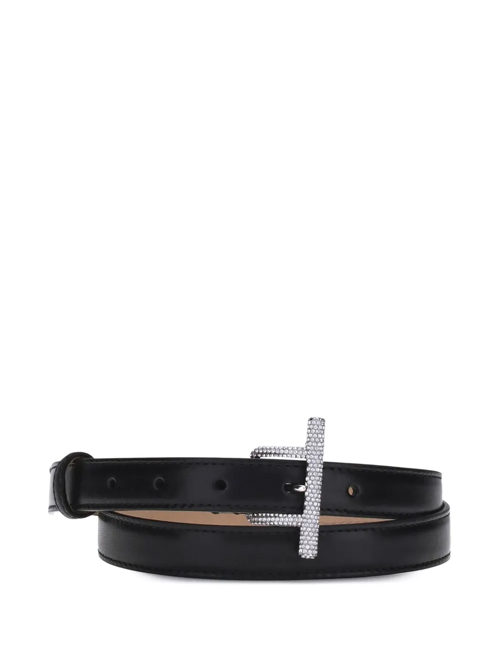 Alexander McQueen crystal-embellished leather belt - Zwart