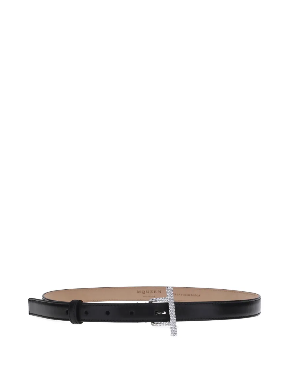 crystal-embellished leather belt