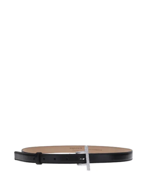 Alexander McQueen crystal-embellished leather belt