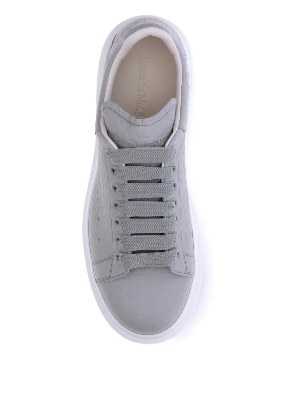 Alexander Mcqueen Leather Platform Sneakers Added Height In Gray