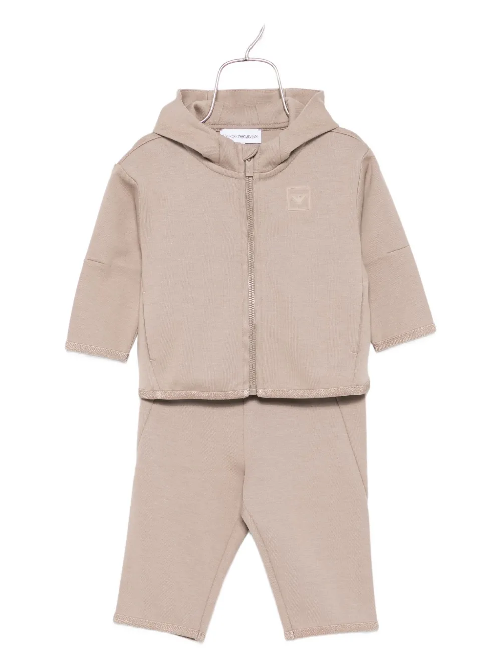 Emporio Ar i Kids hooded logo-plaque trousers Bruin