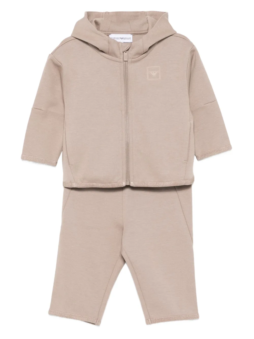 Emporio Ar i Kids hooded logo-plaque trousers Bruin