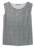 Ermanno Scervino herringbone-pattern sequin-embellishment top - Grey