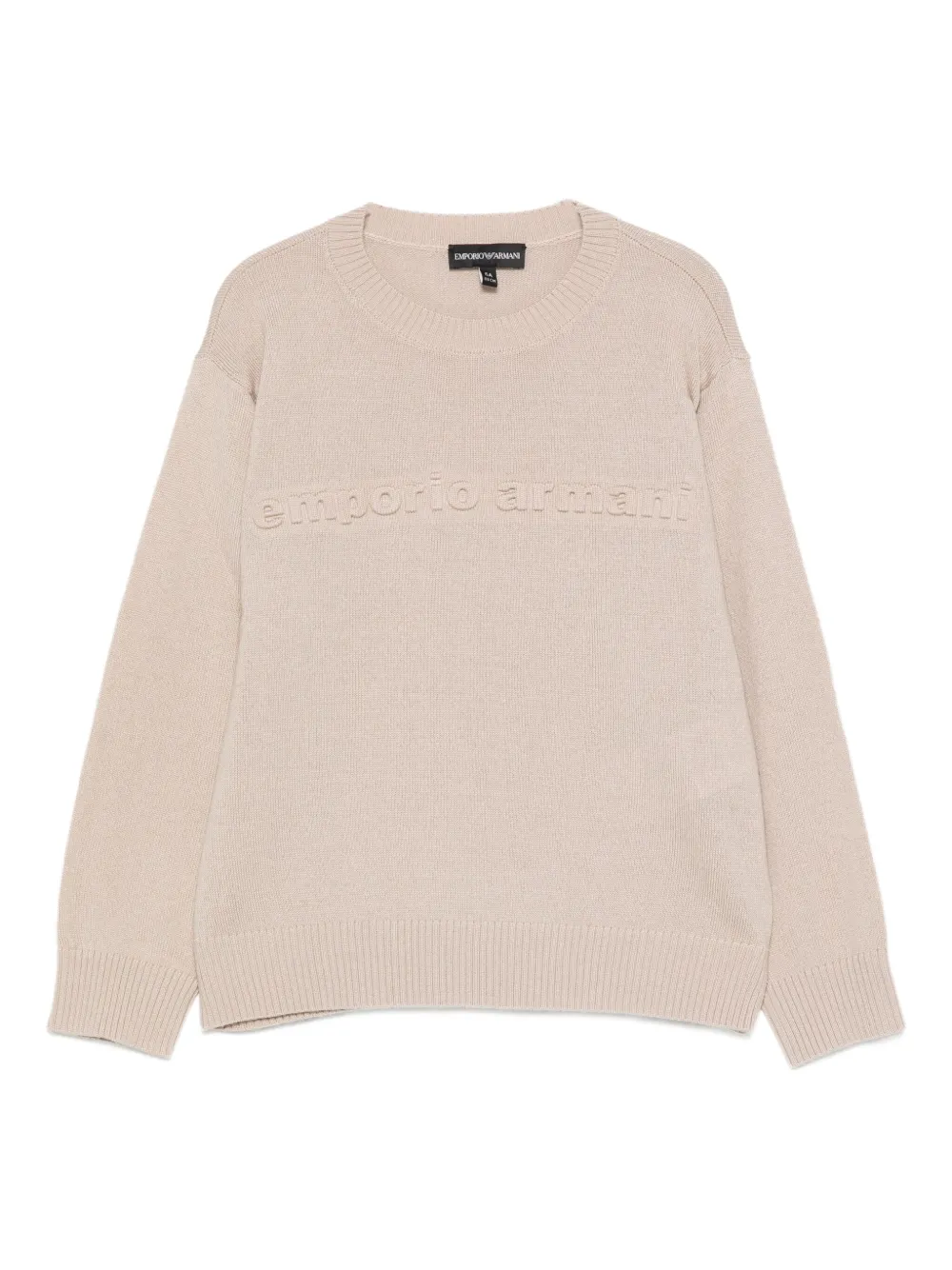 Emporio Ar i Kids logo-embossed jumper Beige