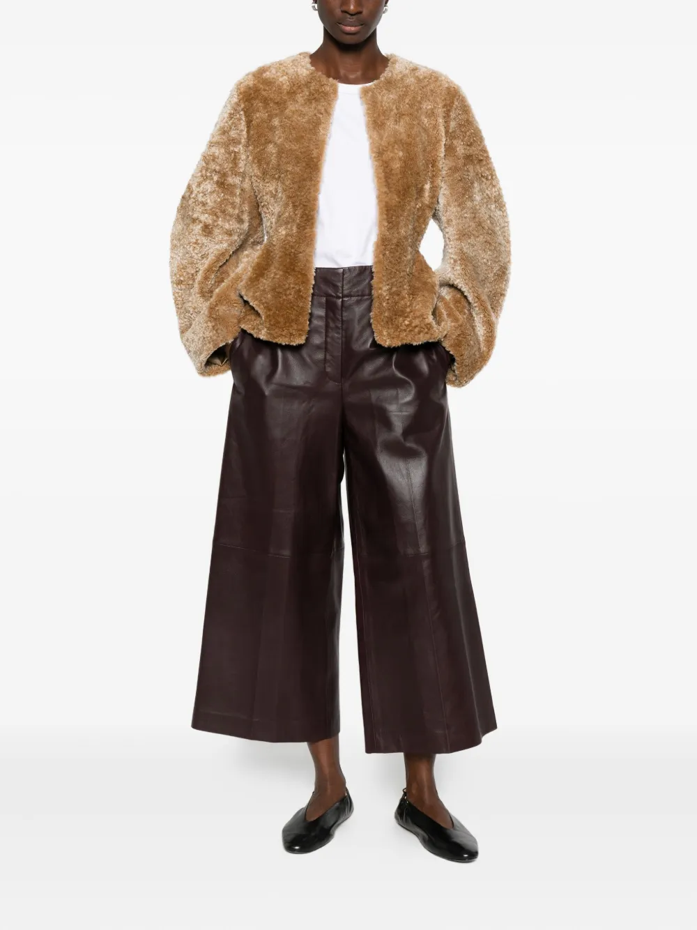 JOSEPH Thurlow leather cropped trousers - Rood