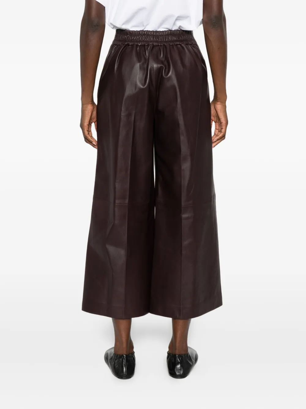 Joseph Thurlow Leather Cropped Trousers In Brown