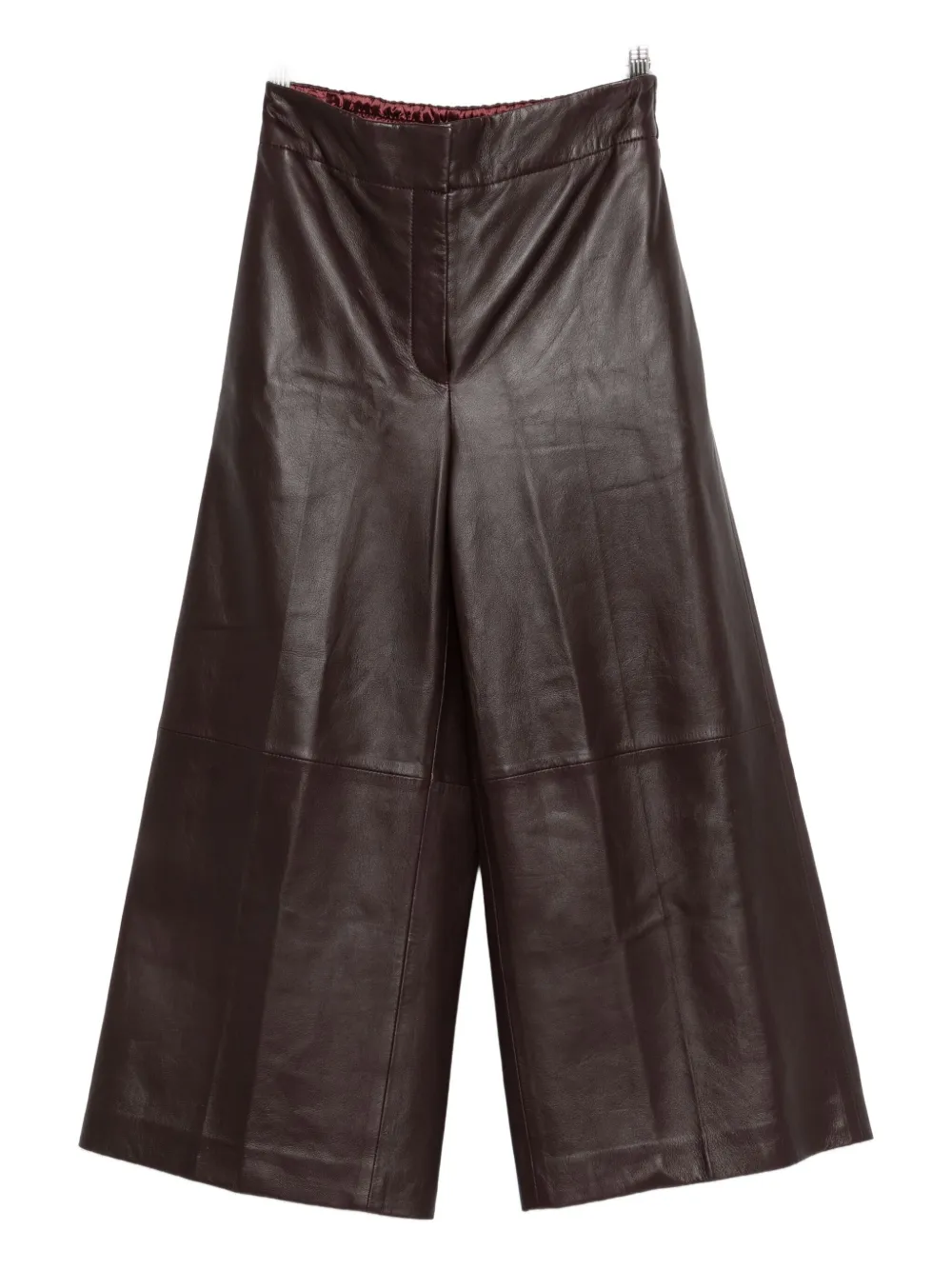 Joseph Thurlow Leather Cropped Trousers In Brown