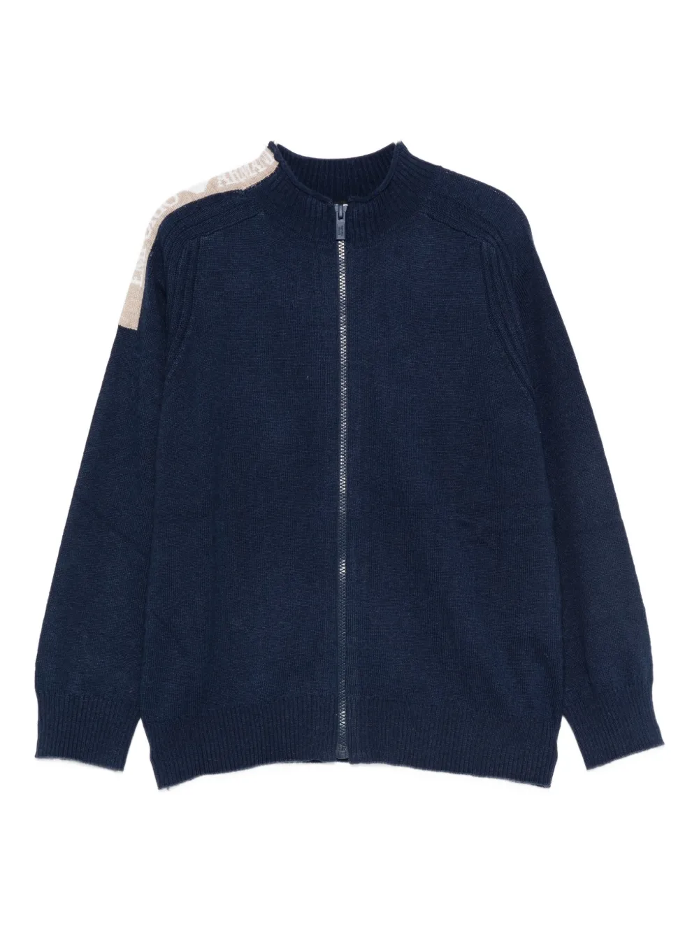 Emporio Ar i Kids panelled zip-up cardigan Blauw