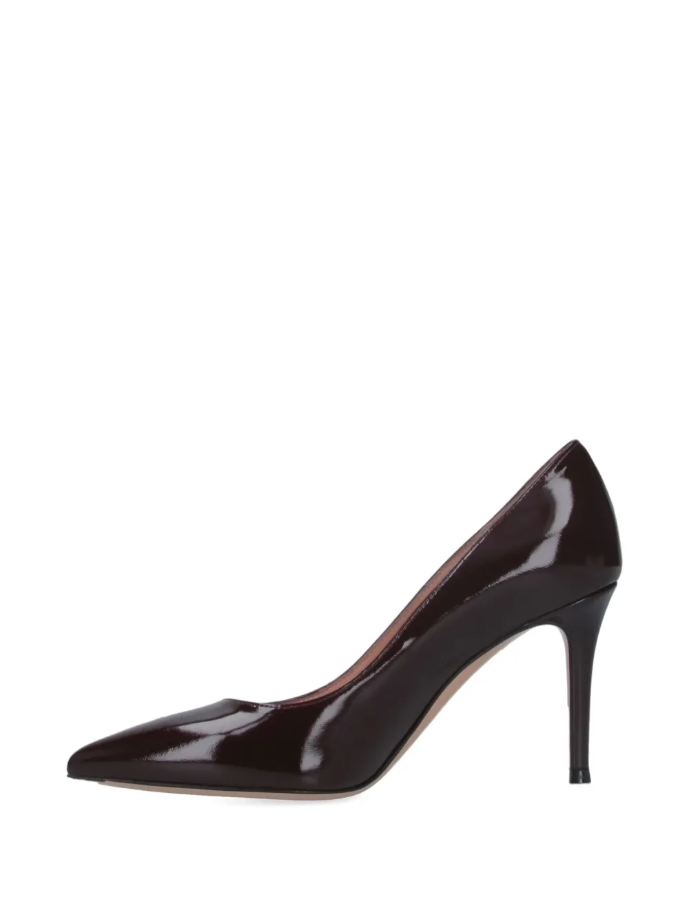 Gianvito Rossi 85mm patent leather pointed-toe pumps Brown