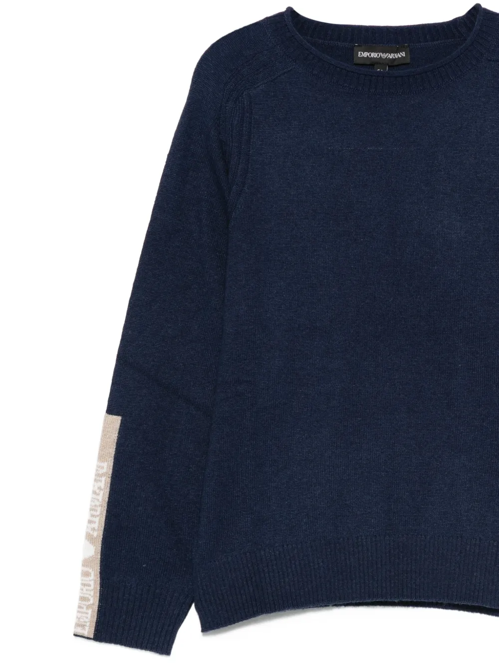 Emporio Armani Kids Trui met logodetail en ronde hals Blauw