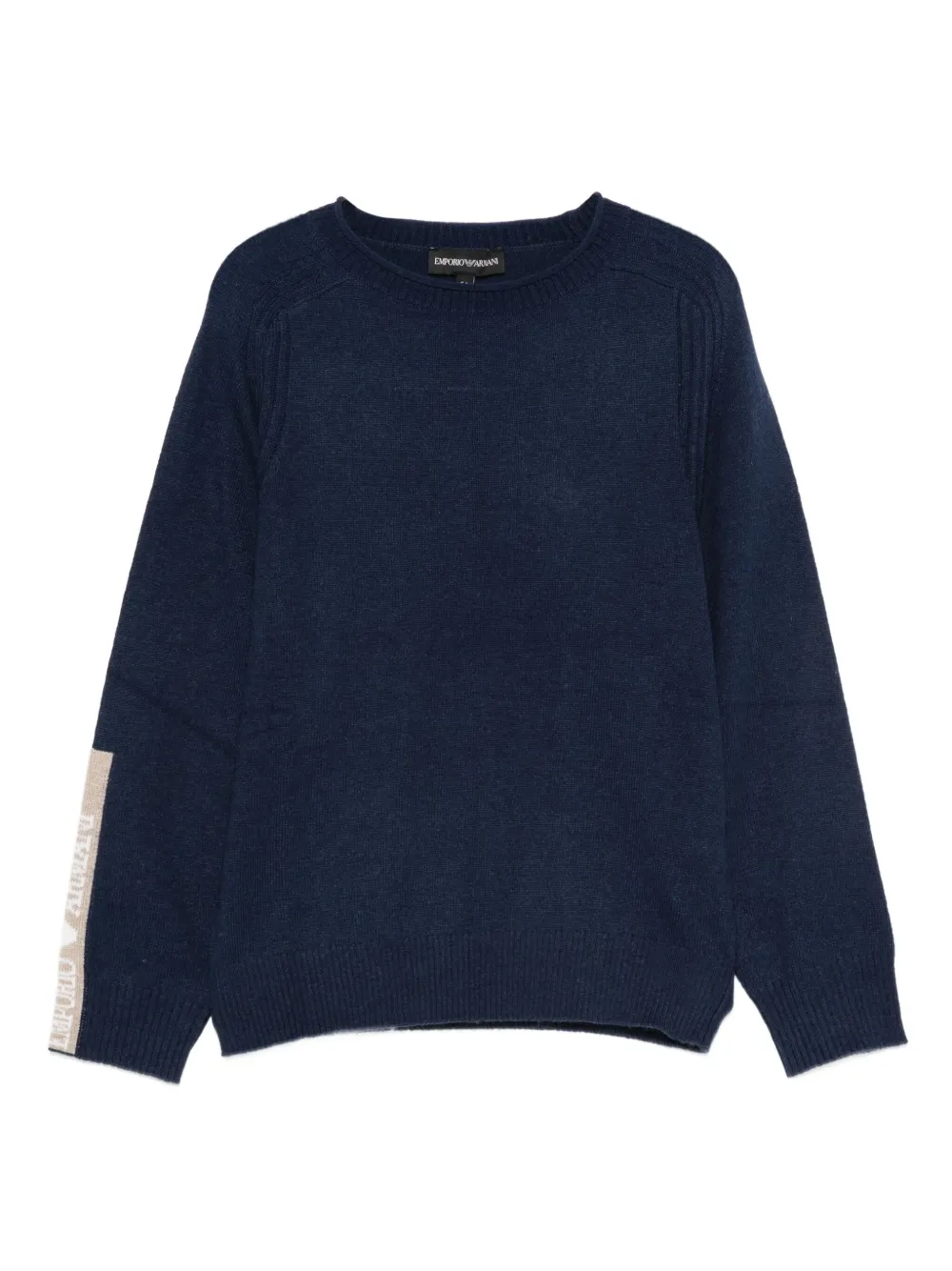 Emporio Ar i Kids logo-detail crew-neck jumper Blauw