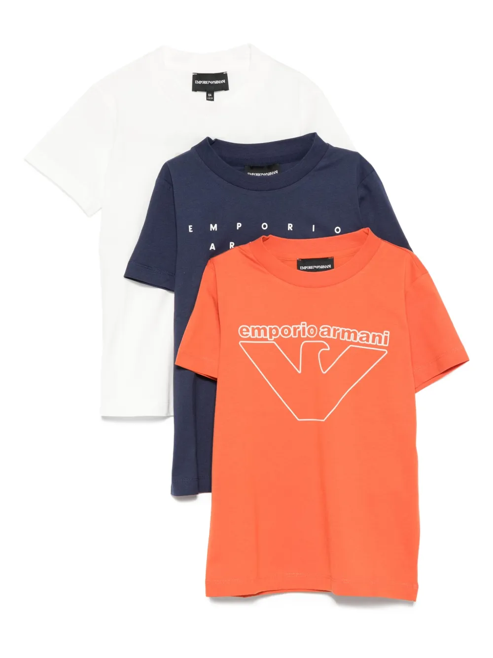 Emporio Ar i Kids logo-print cotton T-shirts (pack of three) Blauw