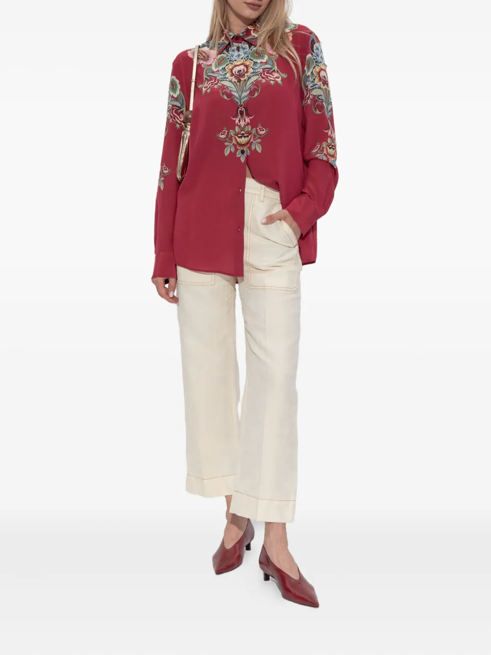 ETRO floral-print silk shirt Roze