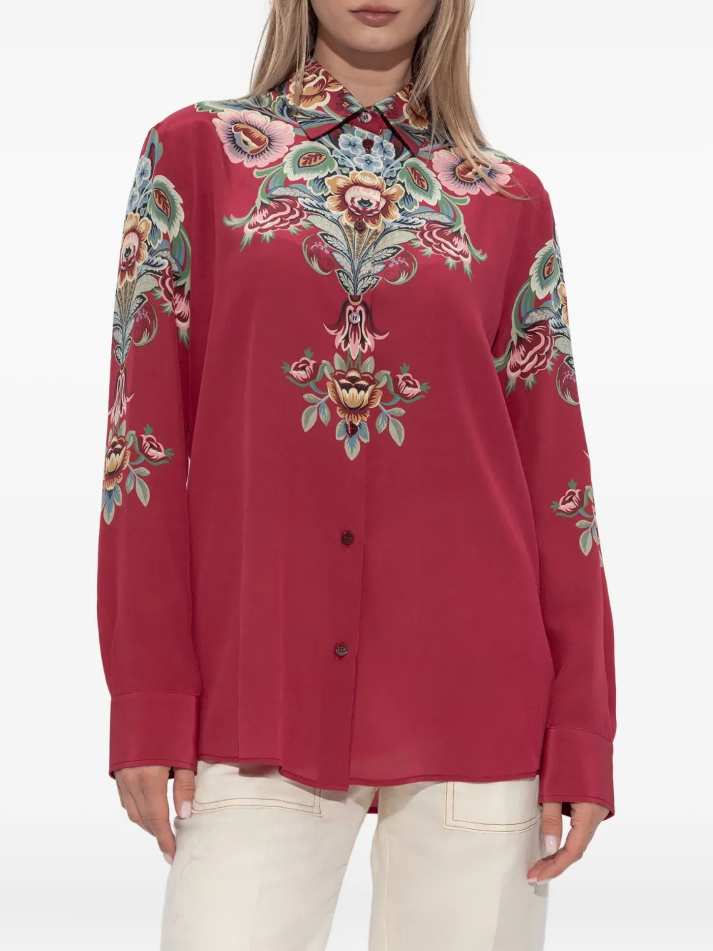 ETRO floral-print silk shirt Roze
