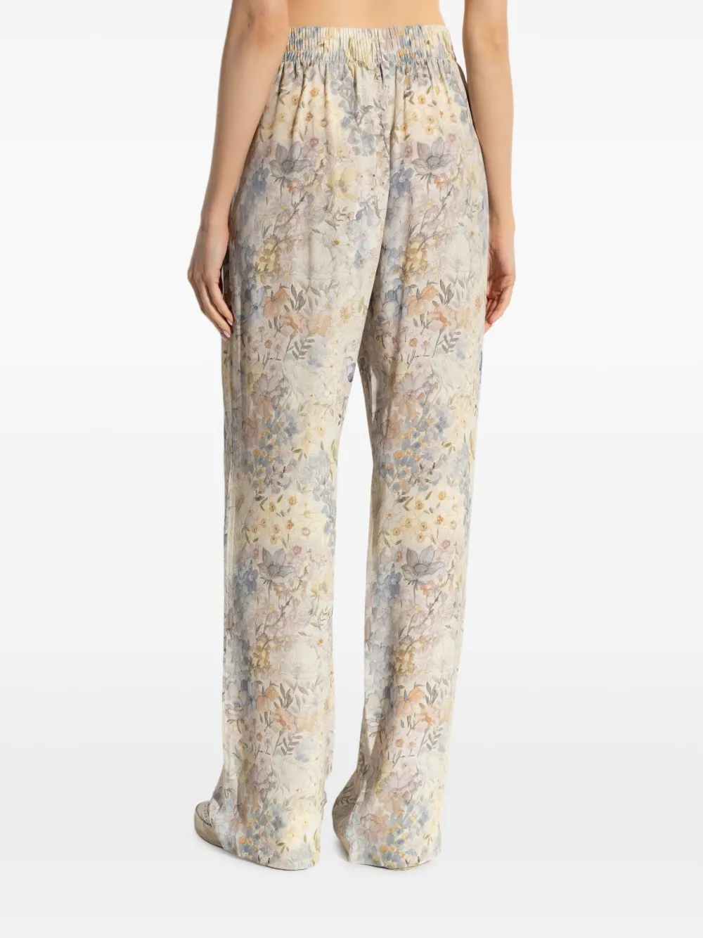 Golden Goose Broek met elastische taille en bloemenprint Beige