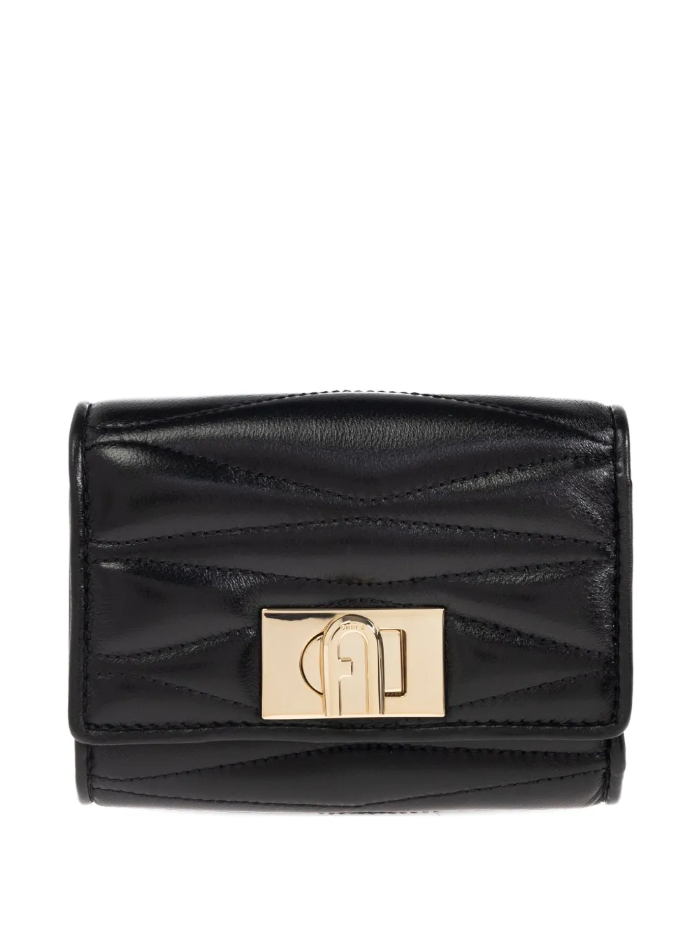 Furla quilted clasp wallet Zwart