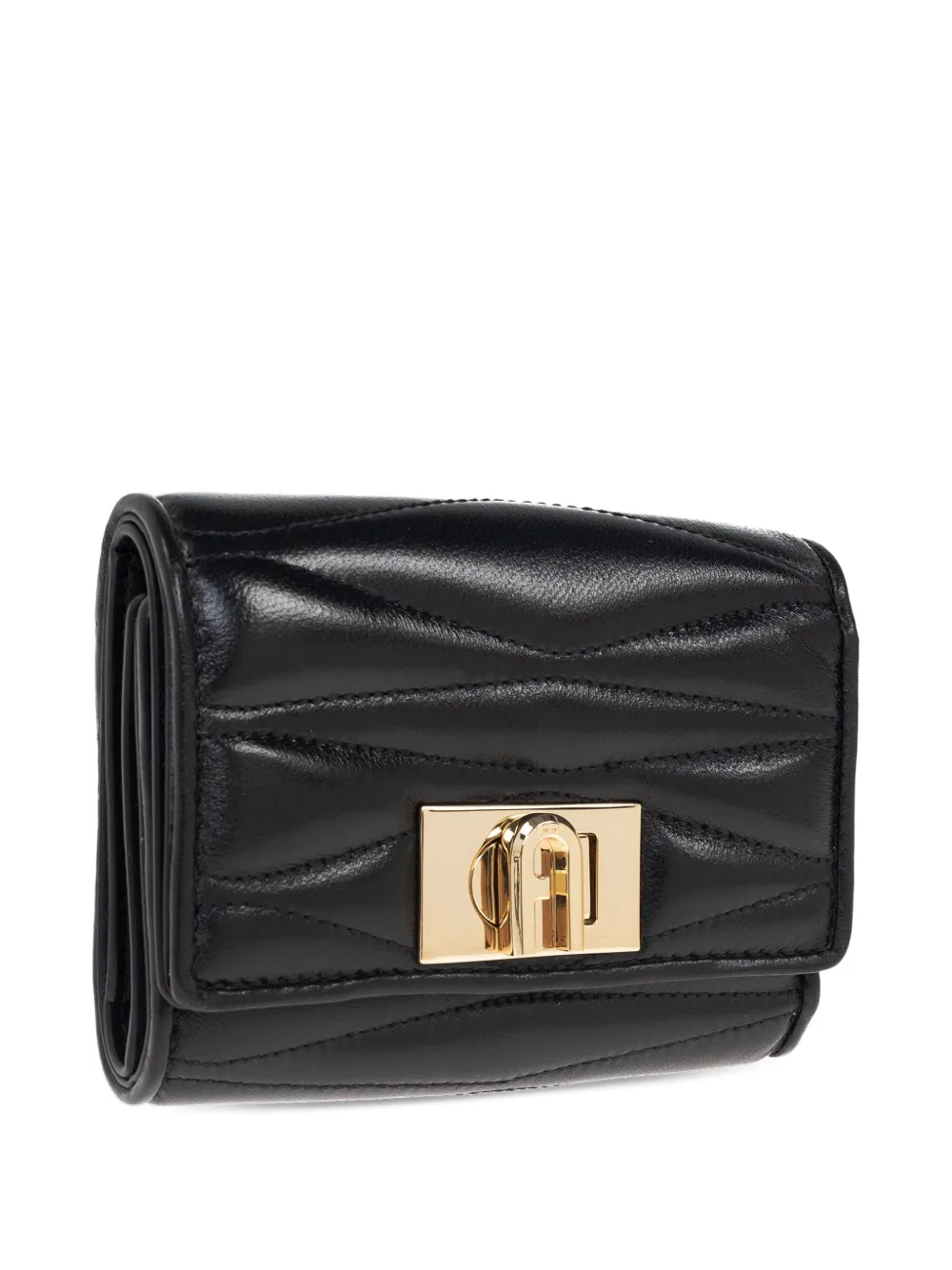 Furla quilted clasp wallet Zwart
