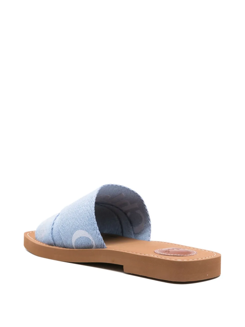 Chloé logo-detail flat slides Blue