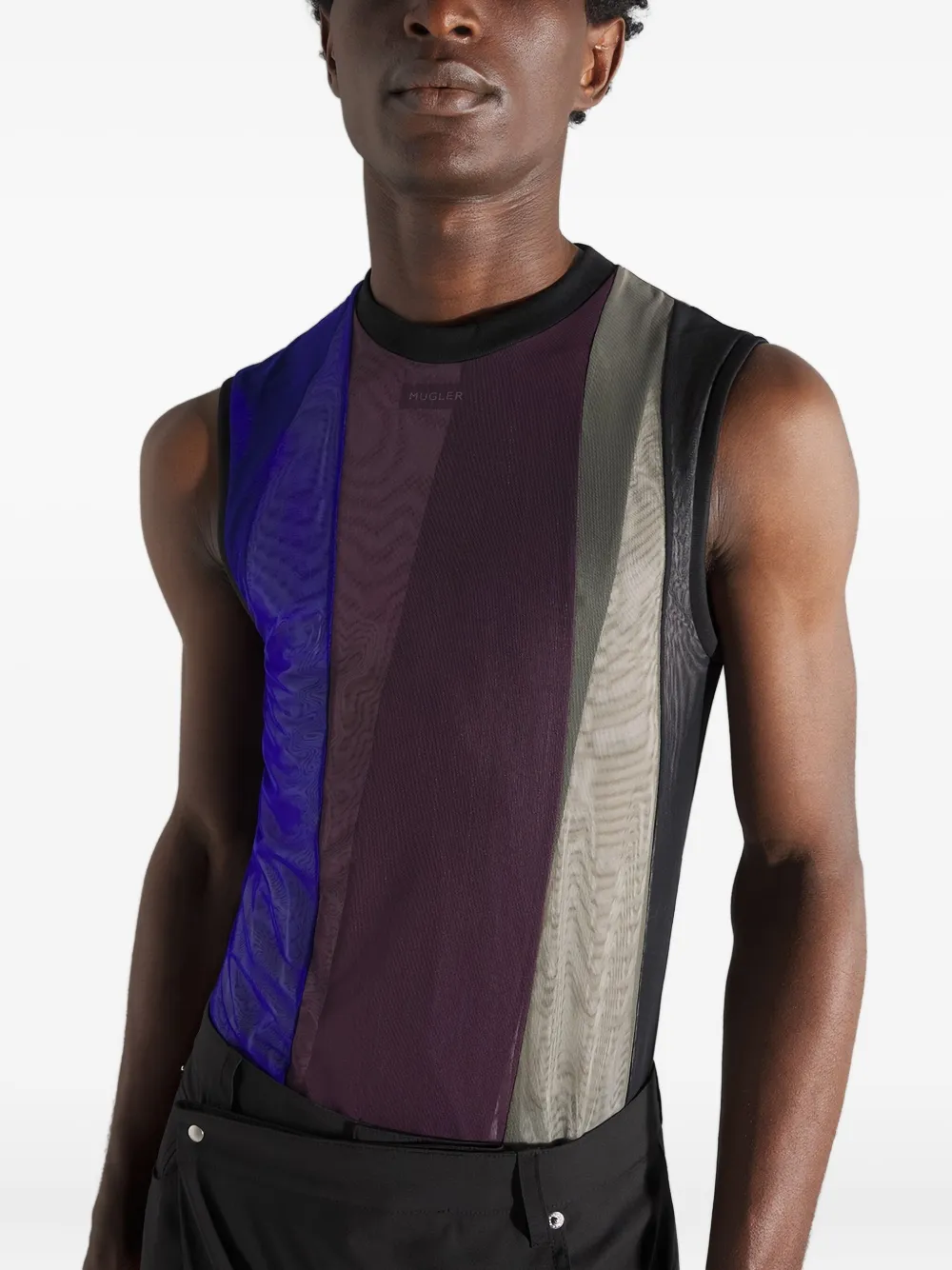 Mugler Panelled Sleeveless Tank Top In Blue