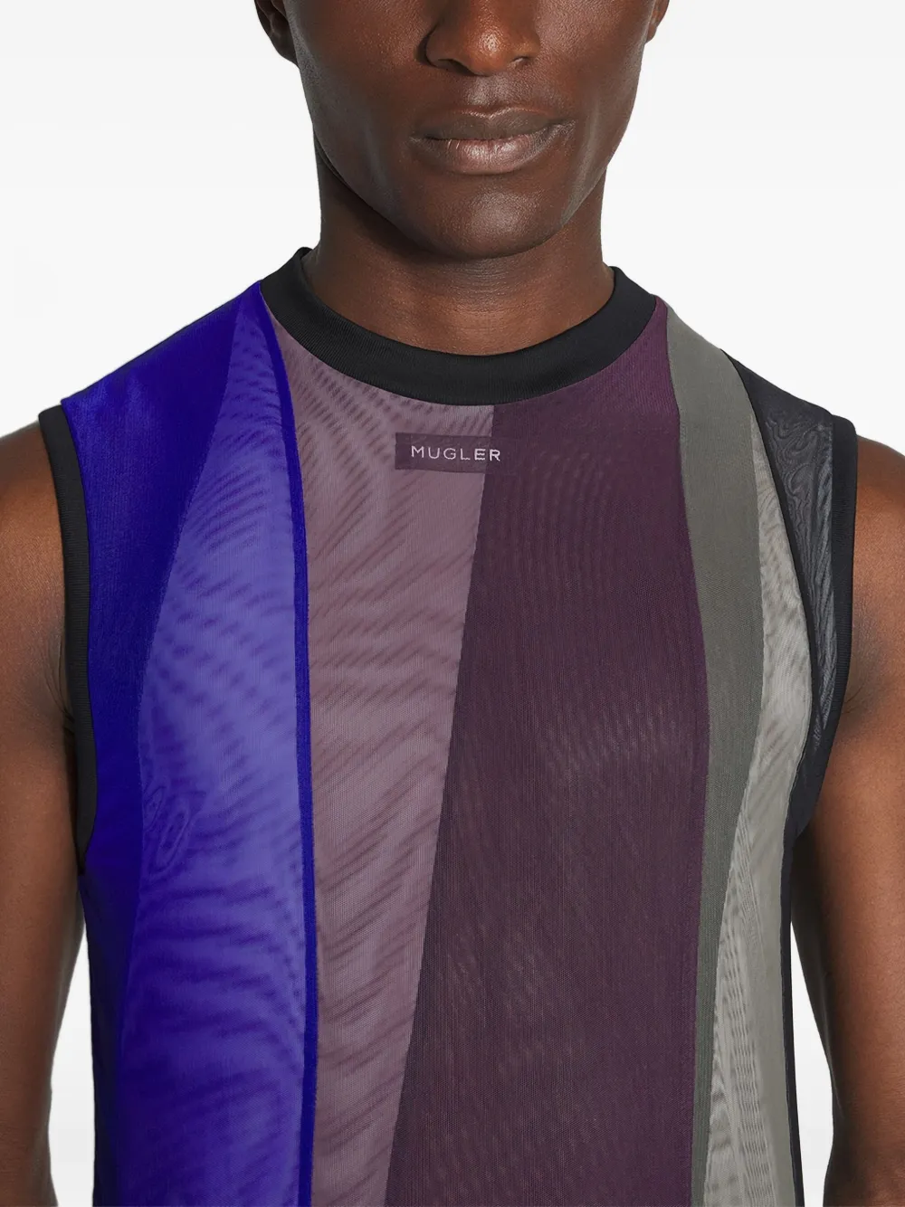 Mugler Panelled Sleeveless Tank Top In Blue