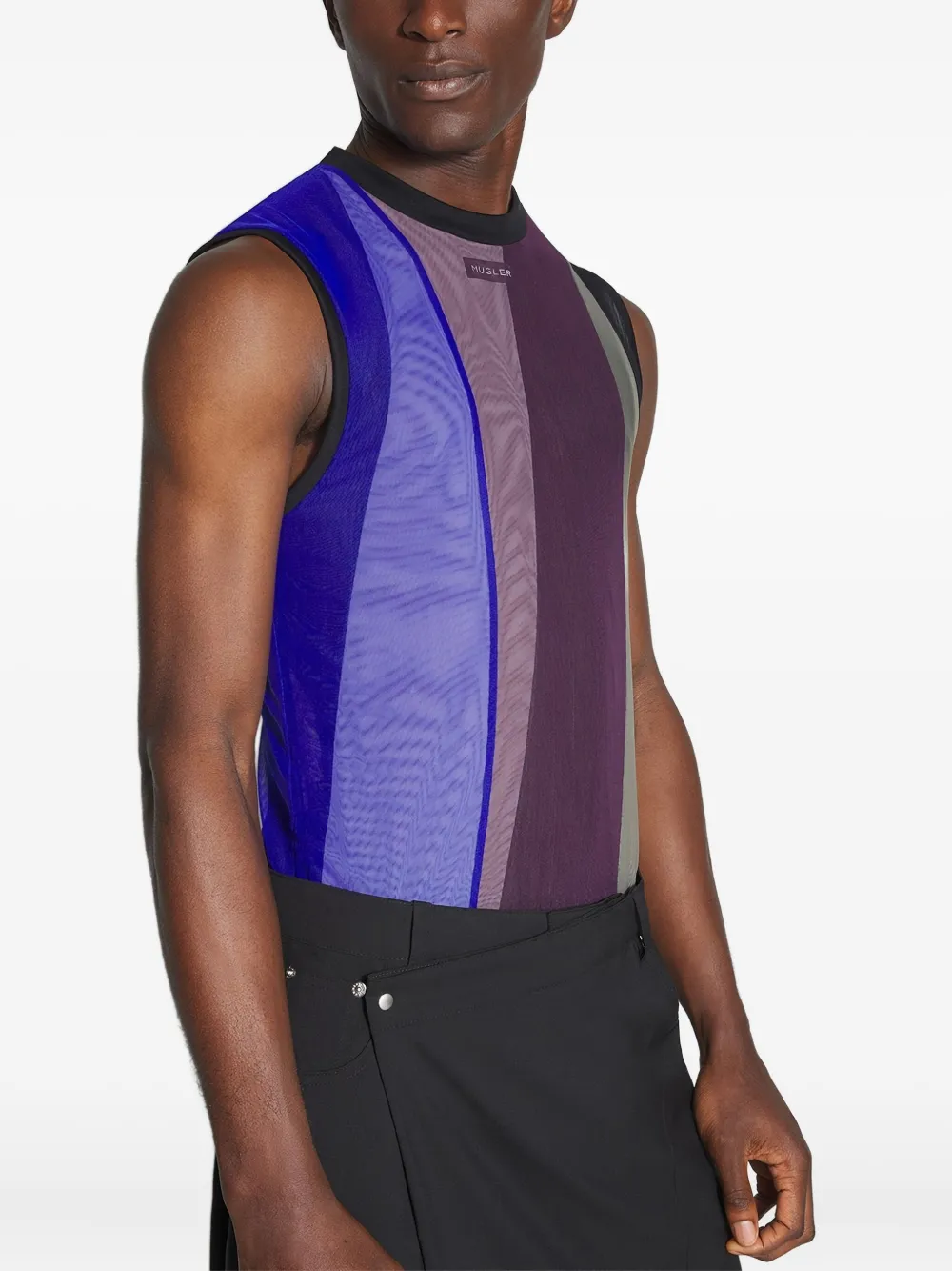 Mugler Panelled Sleeveless Tank Top In Blue