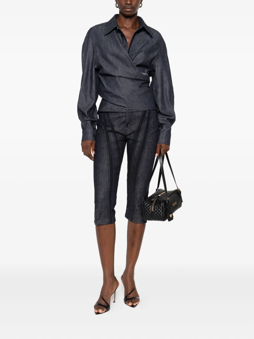 Mugler asymmetrical button-fastening shirt Blauw