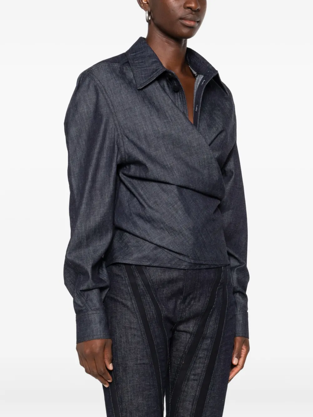Mugler asymmetrical button-fastening shirt Blauw