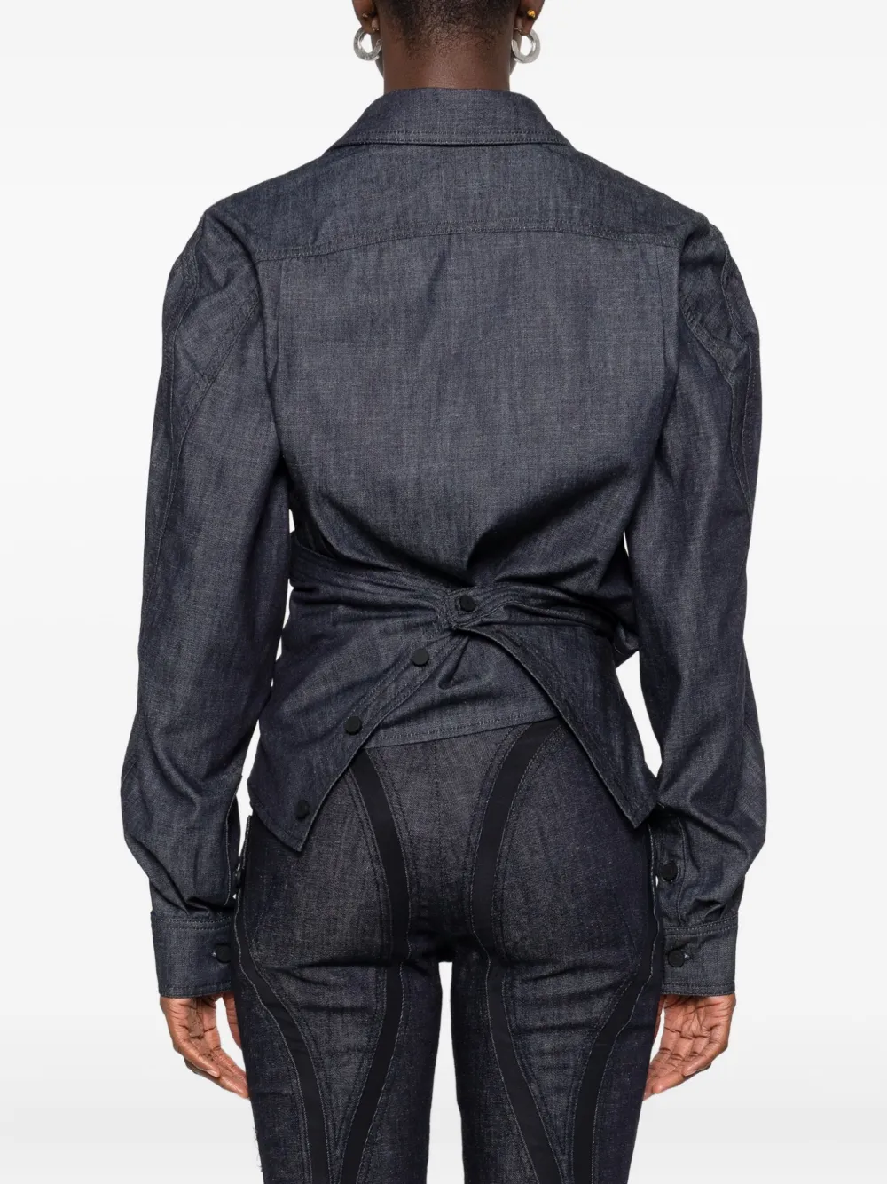Mugler asymmetrical button-fastening shirt Blauw