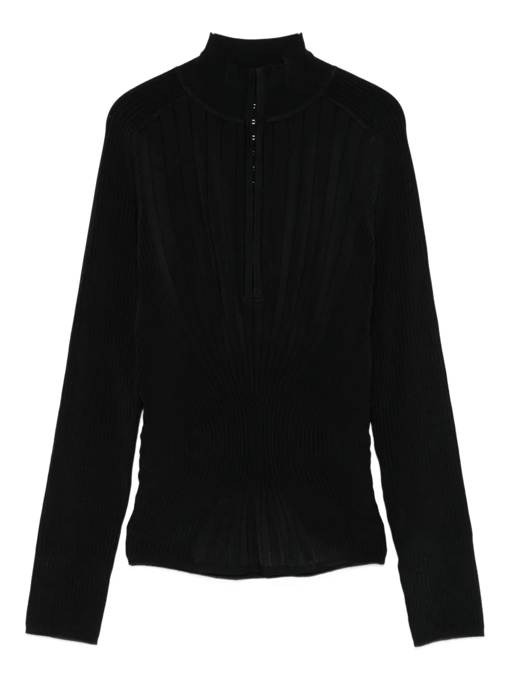 Mugler Ribbed High-neck Jumper In Black