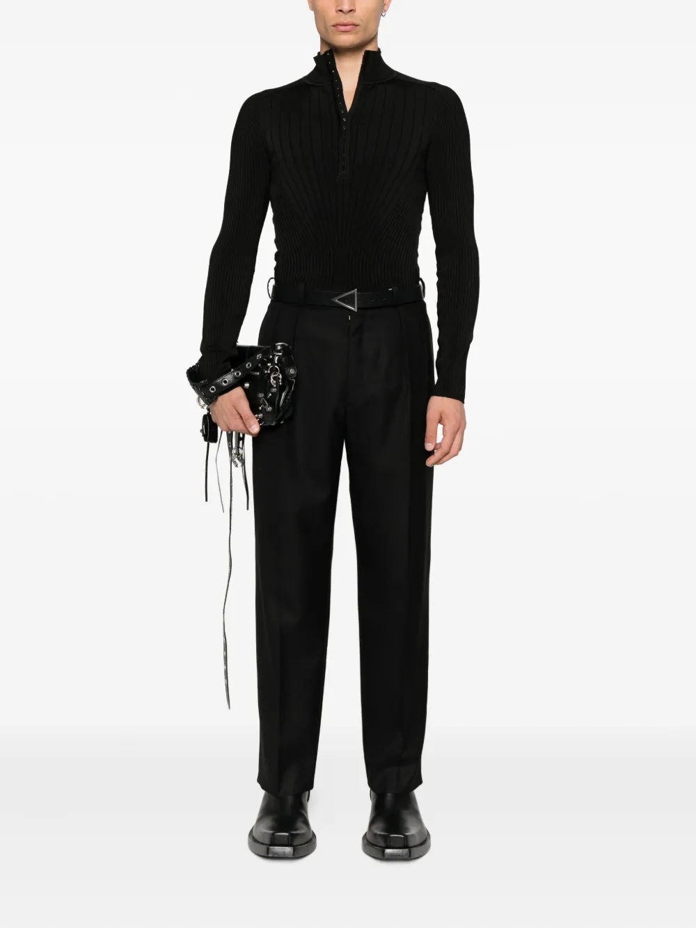 Mugler Geribbelde trui - Zwart