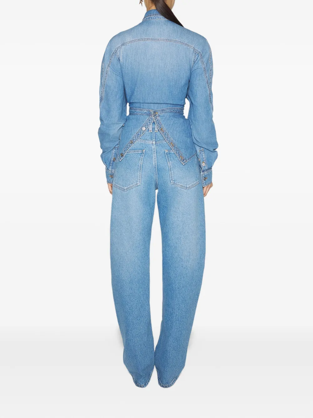 Mugler wrap-effect denim shirt Blauw