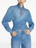 Mugler wrap-effect denim shirt - Blue