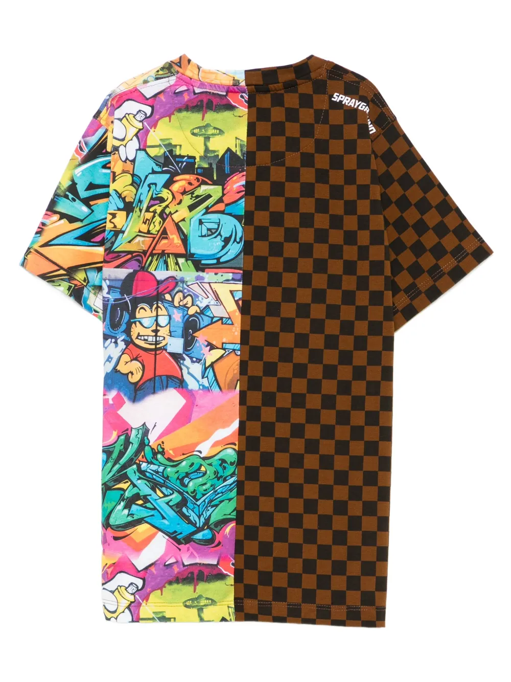 sprayground kid check-graffiti print T-shirt Bruin