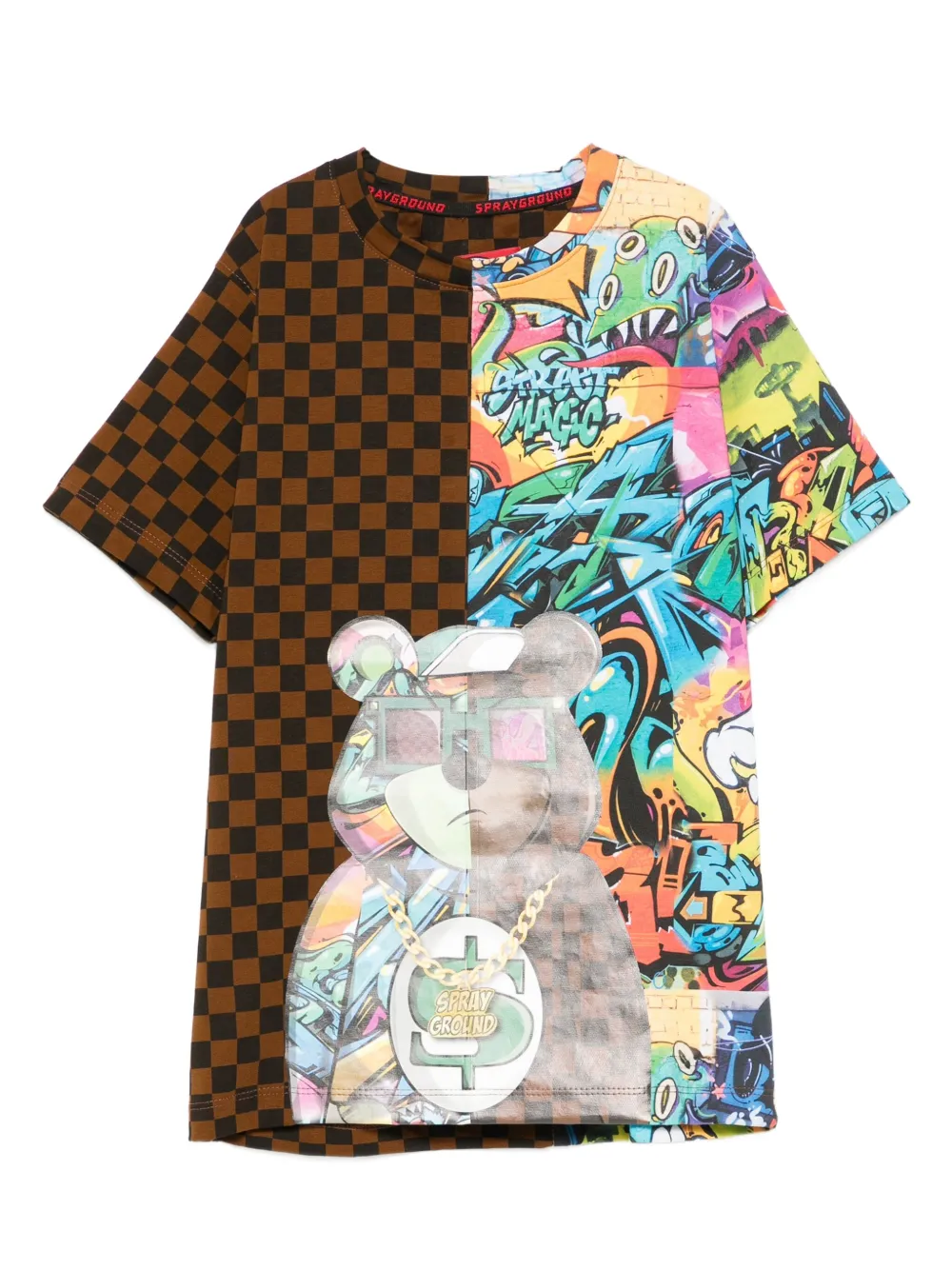 Sprayground kid check-graffiti print T-shirt Bruin
