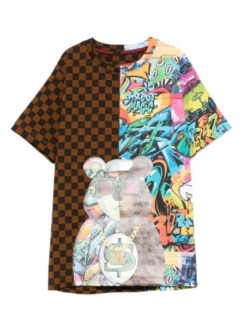 sprayground kid check-graffiti print T-shirt