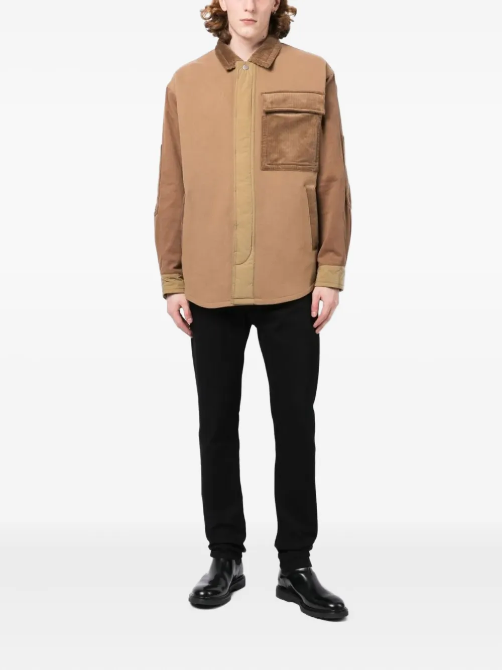 Emporio Armani corduroy-panelled cotton jacket Beige