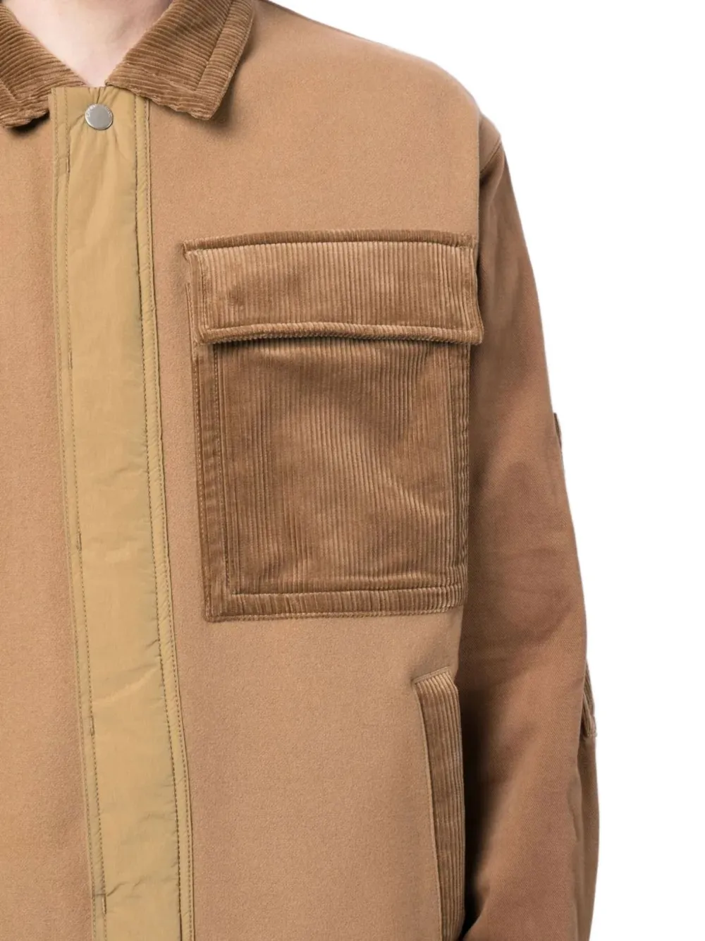 Emporio Armani corduroy-panelled cotton jacket Beige