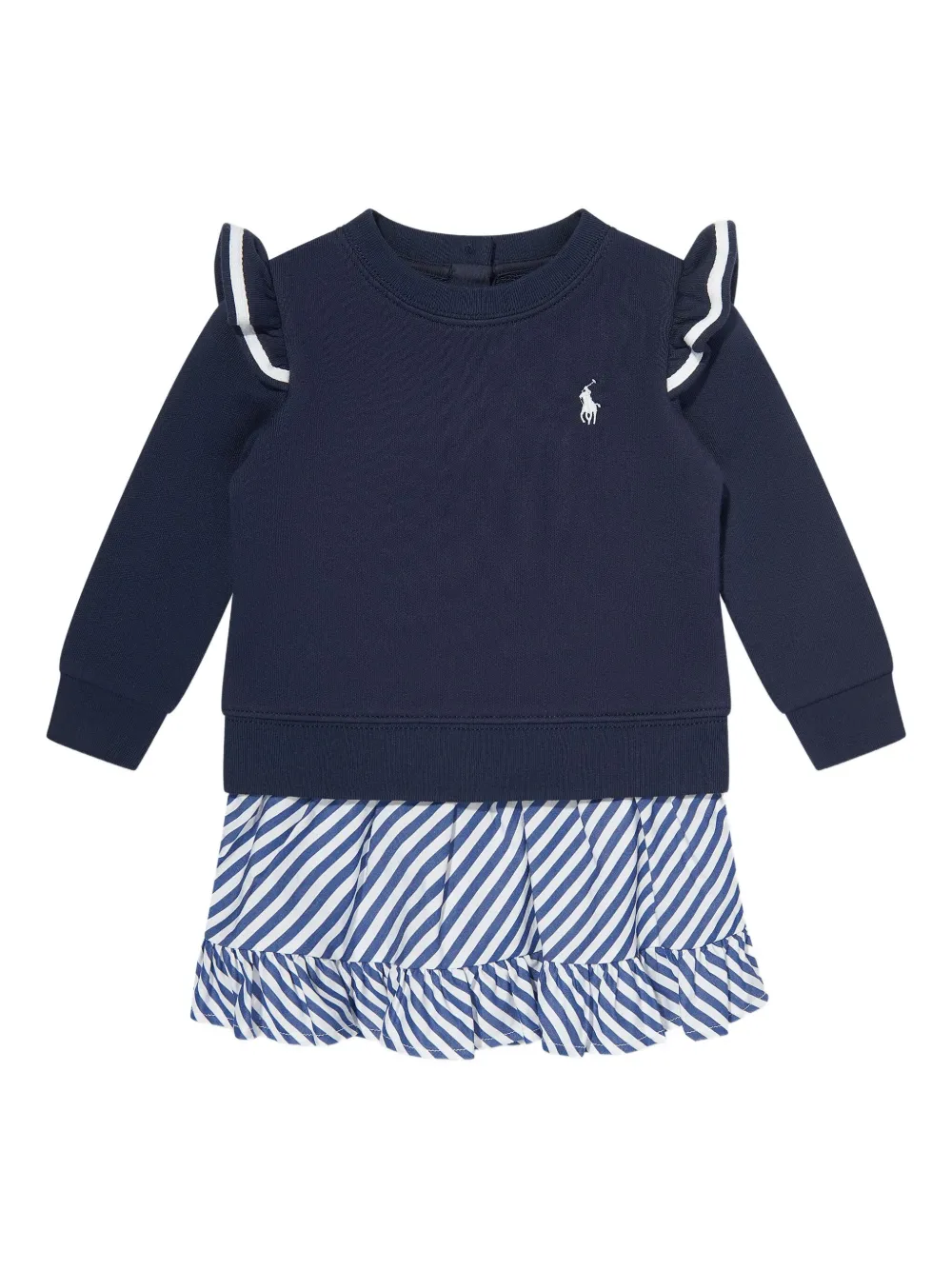 POLO RALPH LAUREN KIDS ruffled sweatshirt dress Navy