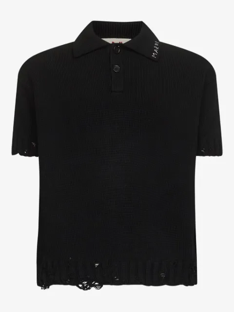Marni polo con cuello de canalé y borde deshilachado