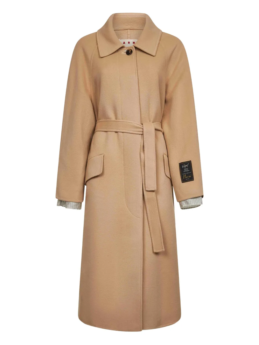 Marni belted raglan-sleeves coat Beige