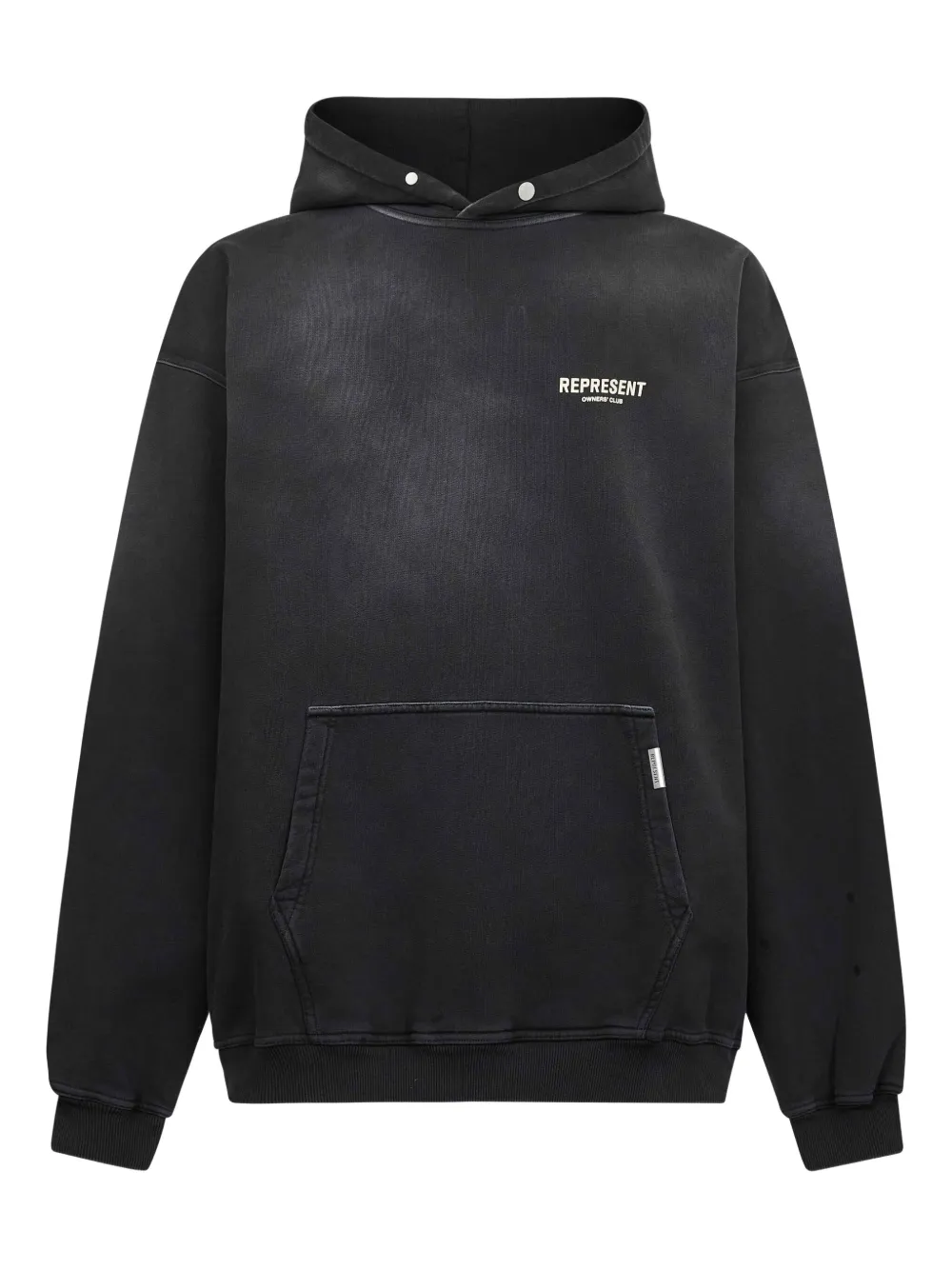 Represent logo-print cotton hoodie Zwart