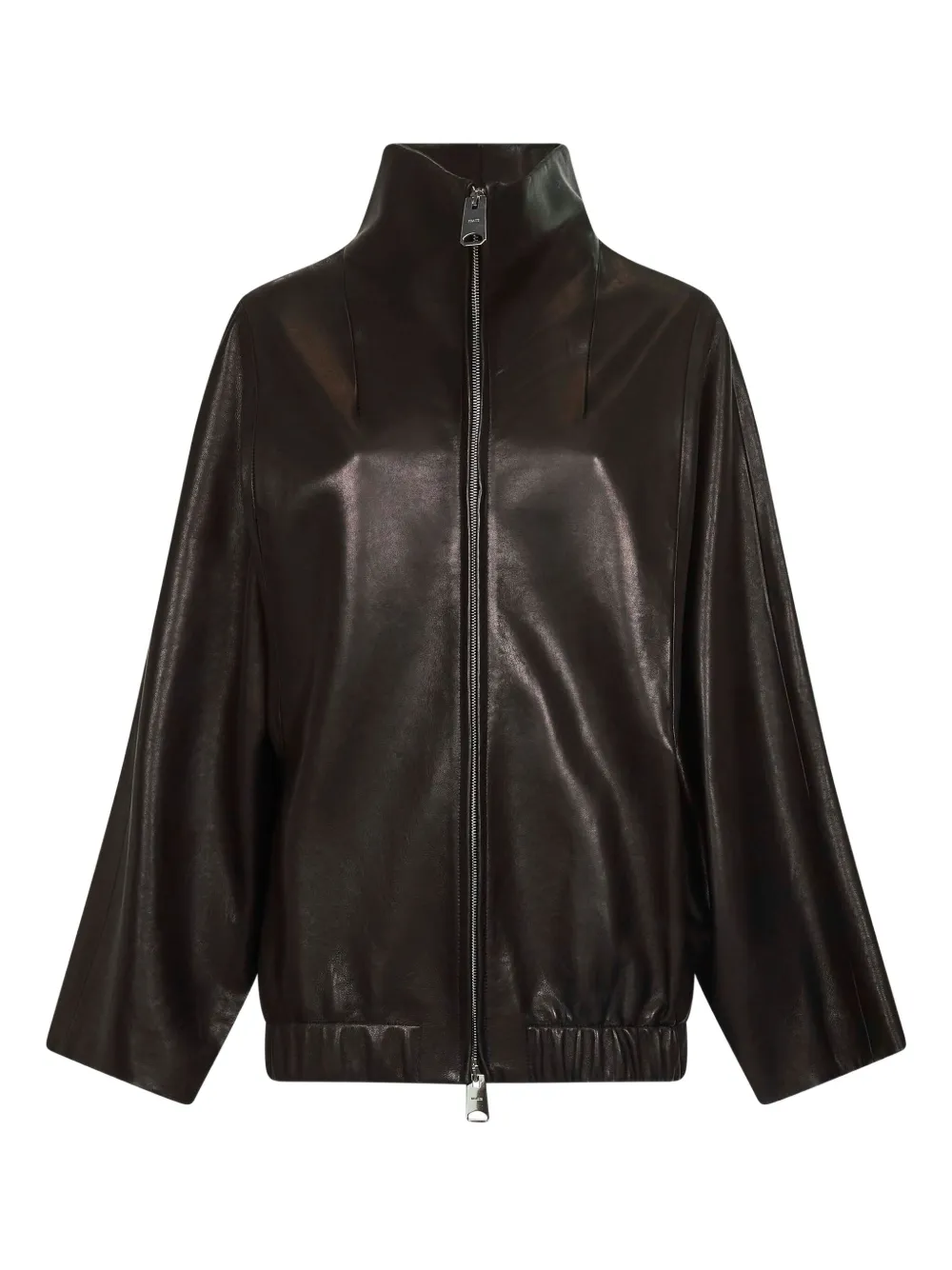 KHAITE high-collar zip-front jacket Zwart
