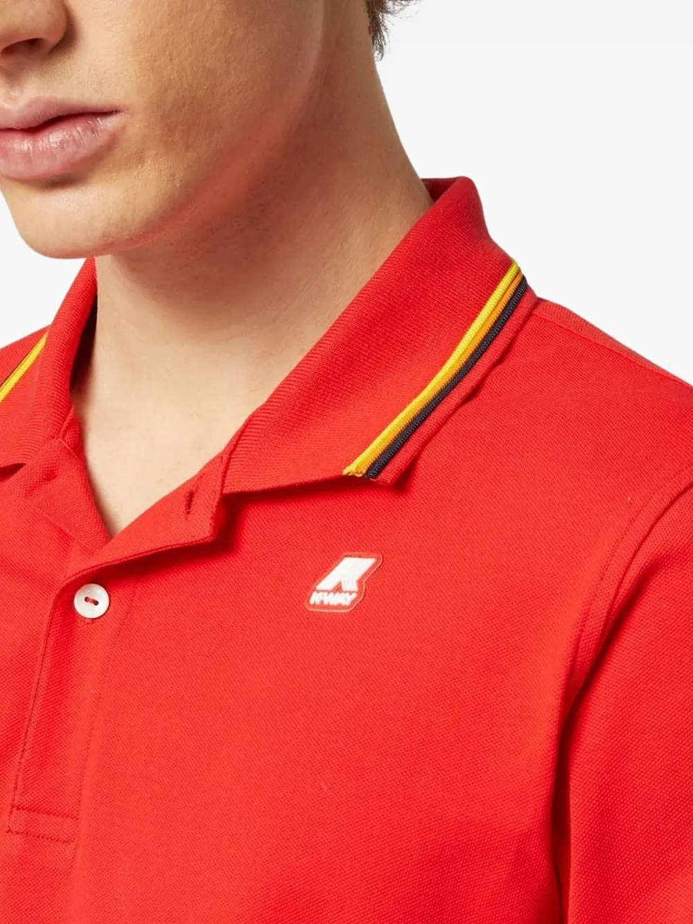 K-Way Poloshirt met gestreepte kraag Rood