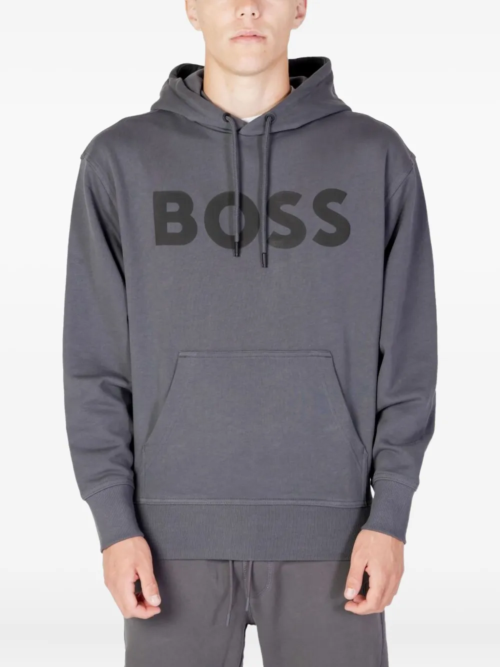 BOSS logo-print hoodie Grijs