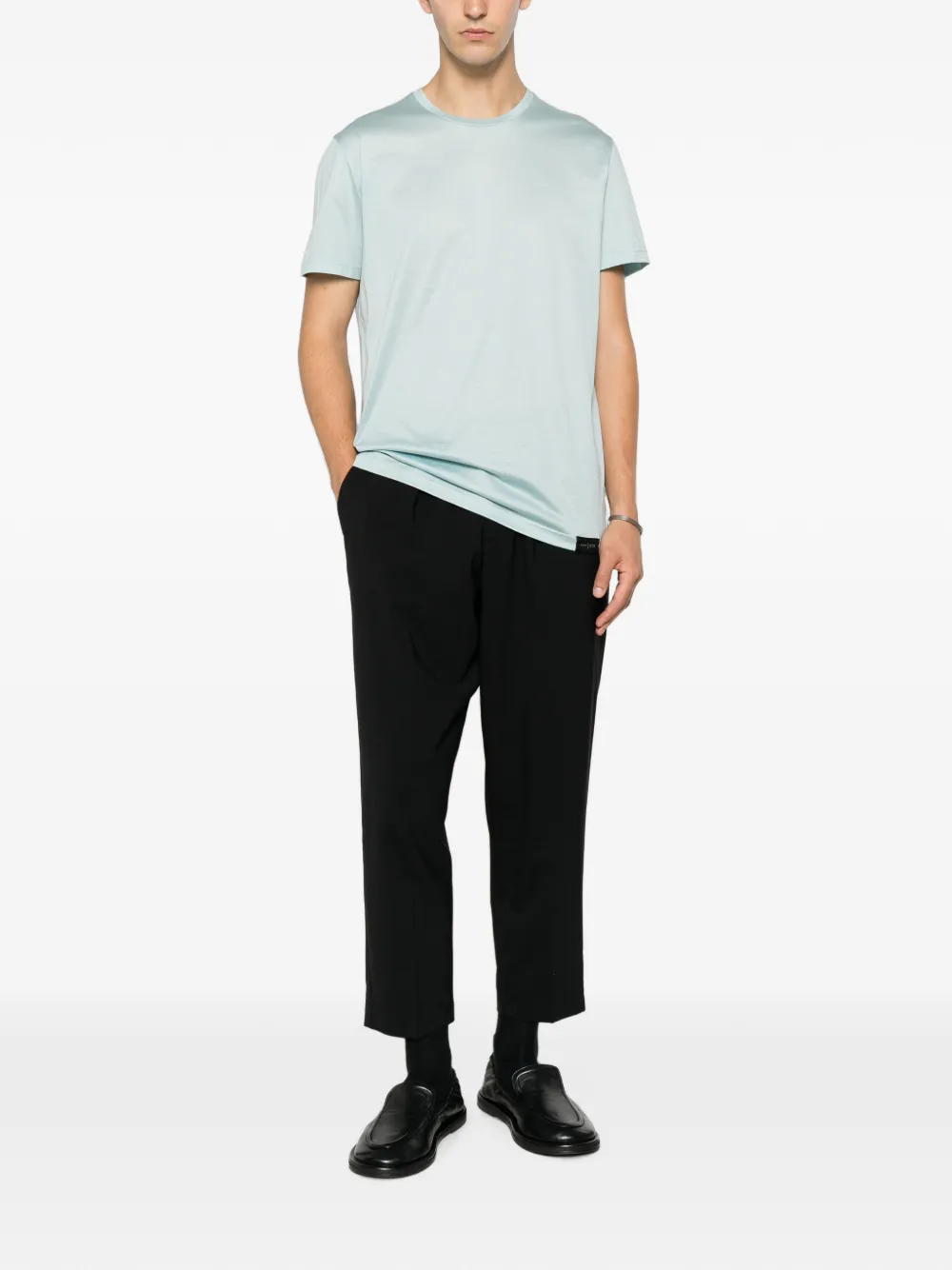 Low Brand T-shirt met ronde hals Blauw