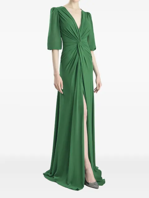 Nicole Miller puff-sleeve twisted maxi dress