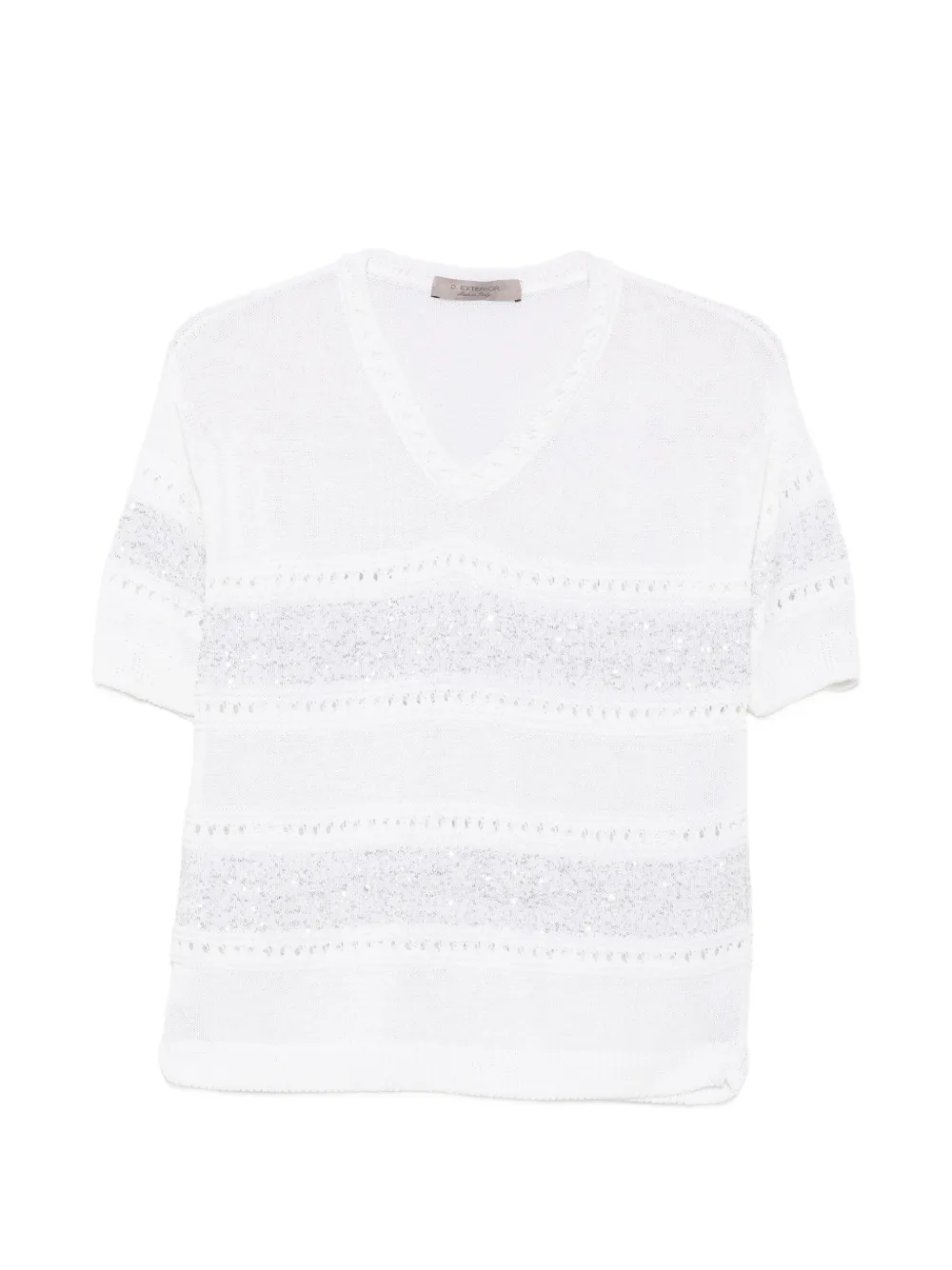 D.Exterior Gestrickter T-Shirt mit Pailletten - Weiß