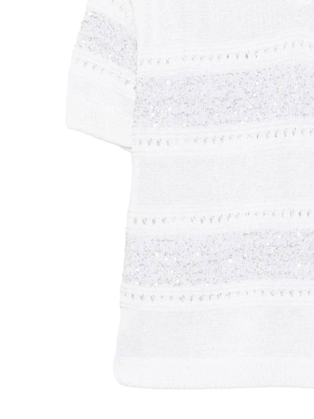 D.Exterior Opengebreid T-shirt verfraaid met pailletten Wit